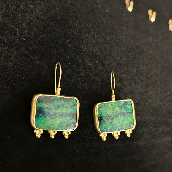 Malachite 925 Sterling Silver Earrings - Picture 3 of 5